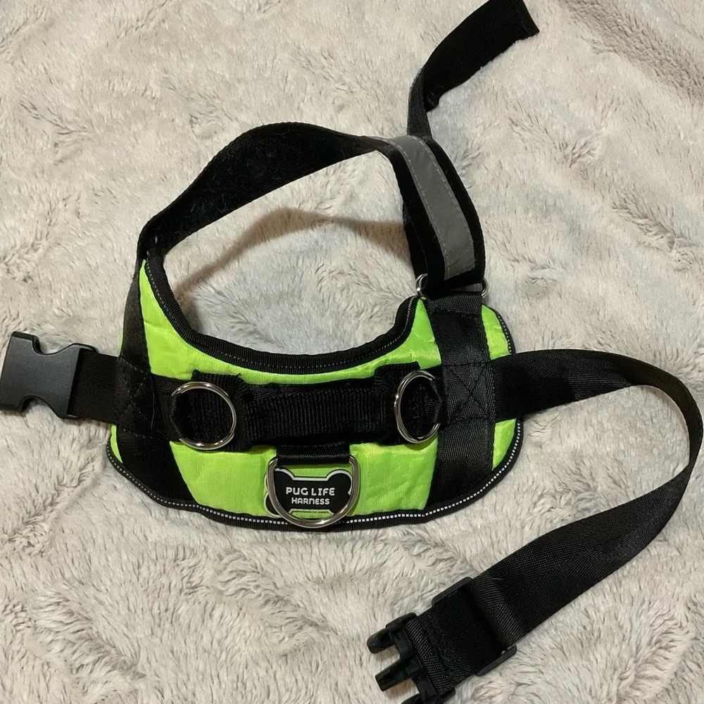 Pug Life Harness in Neon Green and Black